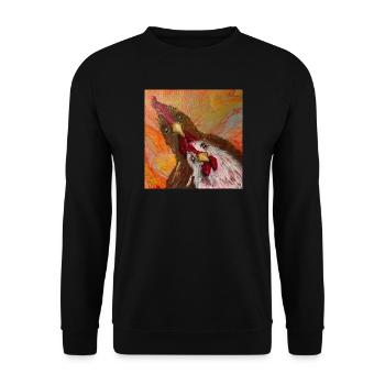 Rooster and chicken - Unisex Sweatshirt - black - Front - Alina (178cm) & Michal (187cm)