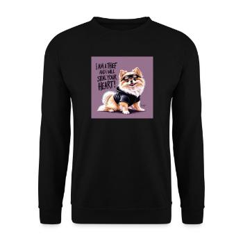 Pomeranian Dog "I am a thief" - Unisex Sweatshirt - black - Front - Alina (178cm) & Michal (187cm)