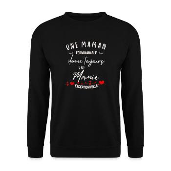 Maman Formidable et Mamie Exceptionnelle - Sweat-shirt Unisexe - noir - Devant - Alina (178cm) & Michal (187cm)