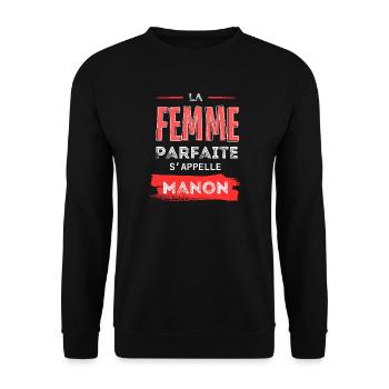 La femme parfaite: Manon - Sweat-shirt Unisexe - noir - Devant - Alina (178cm) & Michal (187cm)