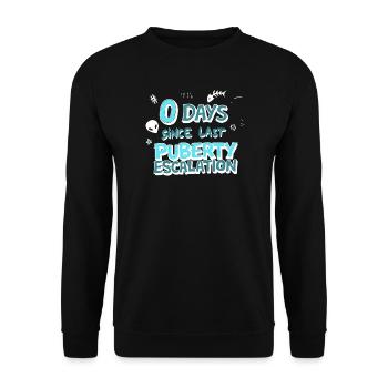 Puberty Escalation Funny Shirt - Unisex Sweatshirt - black - Front - Alina (178cm) & Michal (187cm)
