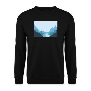 Minimalist landscape with river and mountains - Unisex Sweatshirt - black - Front - Alina (178cm) & Michal (187cm)