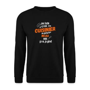 Cuisinier beau, ça passe, je gère - Sweat-shirt Unisexe - noir - Devant - Alina (178cm) & Michal (187cm)