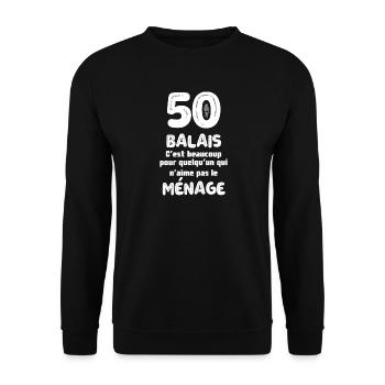 50 Brooms: offbeat household humour - Unisex Sweatshirt - black - Front - Alina (178cm) & Michal (187cm)