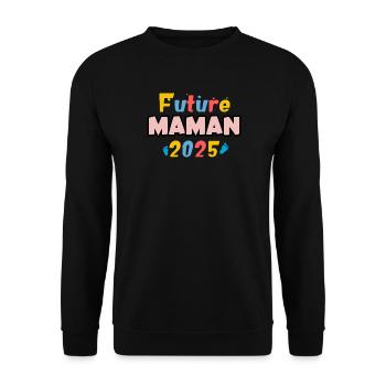 Future Maman 2025 – Pattes Colorées - Sweat-shirt Unisexe - noir - Devant - Alina (178cm) & Michal (187cm)