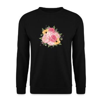 Watercolor Roses and Peonies Bouquet - Unisex Sweatshirt - black - Front - Alina (178cm) & Michal (187cm)