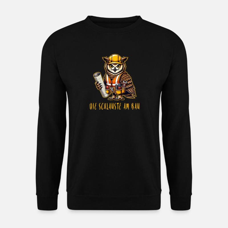 Die schlauste am Bau / Eulen Design - Unisex Pullover - Schwarz