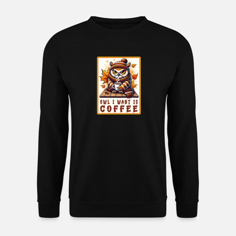 Eulen Kaffee Desgin - Unisex Pullover - Schwarz
