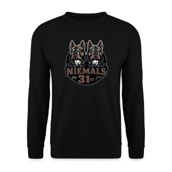 Niemals 31er - Unisex Pullover - Schwarz - Vorne - Alina (178cm) & Michal (187cm)