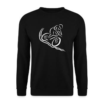 Motiv Mountainbiker Downhill Geschenk - Unisex Pullover - Schwarz - Vorne - Alina (178cm) & Michal (187cm)