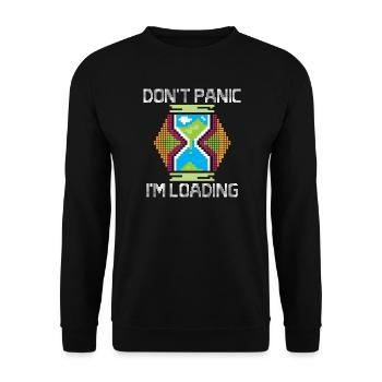 dont panic i´m loading - retro gamer - Unisex Pullover - Schwarz - Vorne - Alina (178cm) & Michal (187cm)