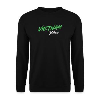 Vietnam Vibes Brush Script - Unisex Sweatshirt - black - Front - Alina (178cm) & Michal (187cm)