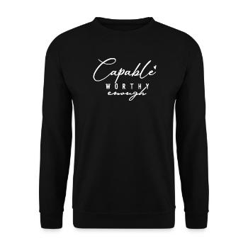 Capable Assez Digne – Amour de soi et motivation - Sweat-shirt Unisexe - noir - Devant - Alina (178cm) & Michal (187cm)