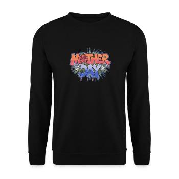 Graffiti zum Muttertag - Unisex Pullover - Schwarz - Vorne - Alina (178cm) & Michal (187cm)
