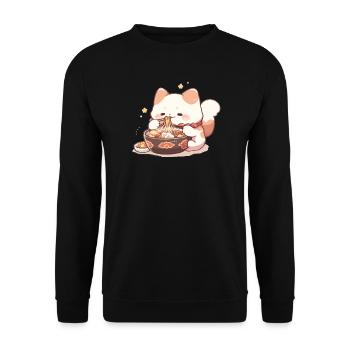 Chats spaghetti - Le chat s’amuse avec le passé - Sweat-shirt Unisexe - noir - Devant - Alina (178cm) & Michal (187cm)