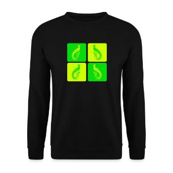 Eleganter Fasanenvogel – Natur trifft Kunst - Unisex Pullover - Schwarz - Vorne - Alina (178cm) & Michal (187cm)