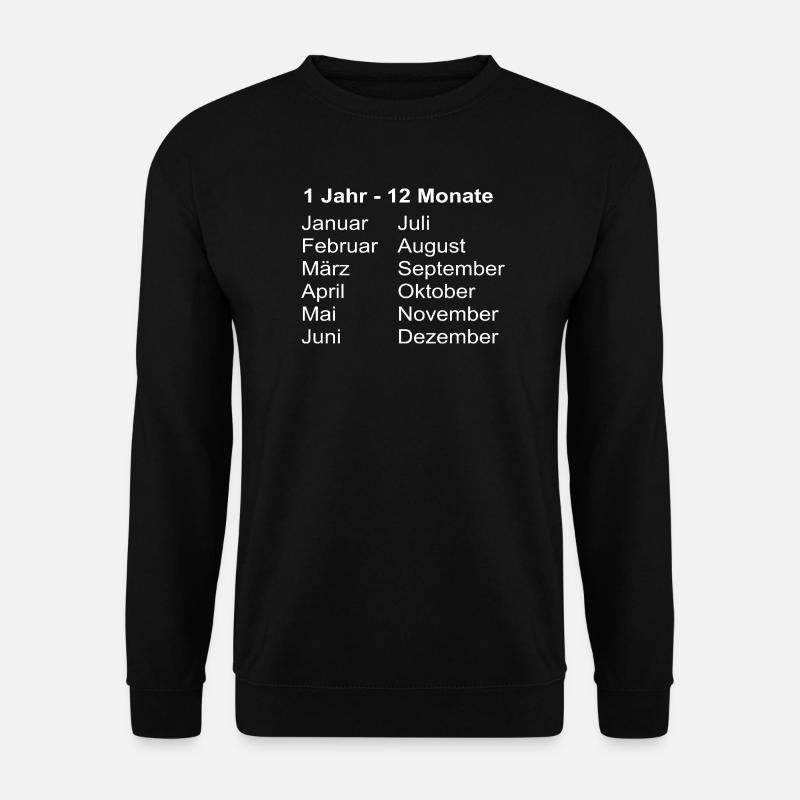 1Jahr 12 Monate Kalender Print - Unisex Pullover - Schwarz