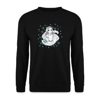 Zodiac sign Aquarius Woman Girl - Unisex Sweatshirt - black - Front - Alina (178cm) & Michal (187cm)