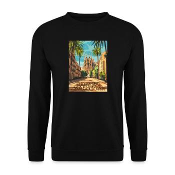 Barcelona Street to Sagrada Família - Unisex Sweatshirt - black - Front - Alina (178cm) & Michal (187cm)