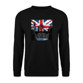 Union Jack de graffiti sur la skyline de Londres - Sweat-shirt Unisexe - noir - Devant - Alina (178cm) & Michal (187cm)