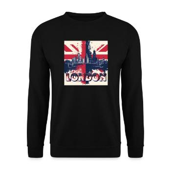 London Skyline Union Jack Splash - Unisex Sweatshirt - black - Front - Alina (178cm) & Michal (187cm)
