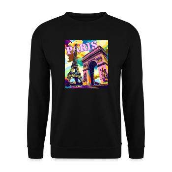 Paris Pop Art Skyline - Sweat-shirt Unisexe - noir - Devant - Alina (178cm) & Michal (187cm)