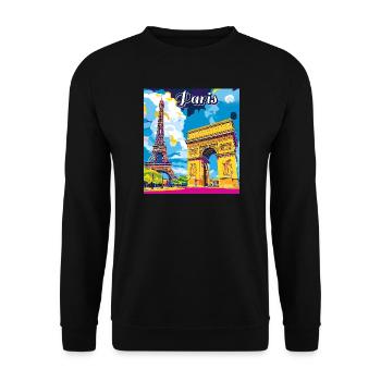 Pariser Pop-Wahrzeichen - Unisex Pullover - Schwarz - Vorne - Alina (178cm) & Michal (187cm)
