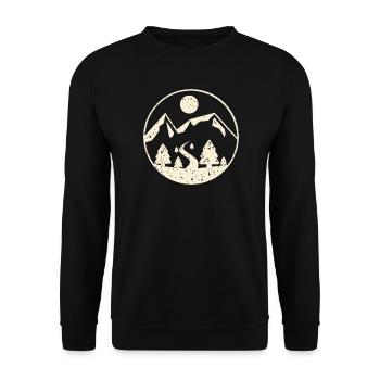 Mountain scene in circle - Unisex Sweatshirt - black - Front - Alina (178cm) & Michal (187cm)