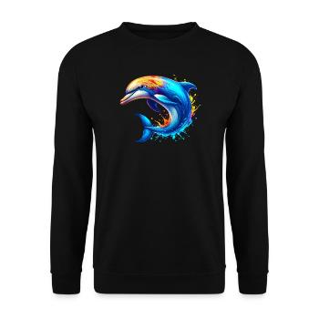 Delfin - Unisex Pullover - Schwarz - Vorne - Alina (178cm) & Michal (187cm)