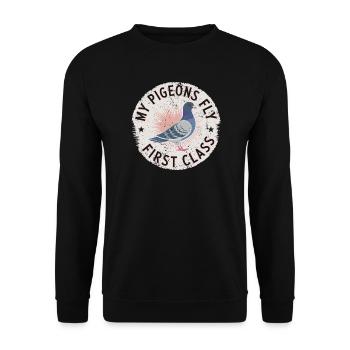 Taubenzüchter Renntauben Tauben Shirt - Unisex Pullover - Schwarz - Vorne - Alina (178cm) & Michal (187cm)
