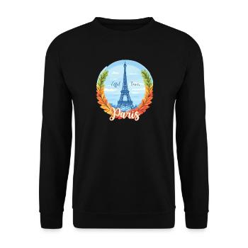 Skyline parisien avec cadre en laurier - Sweat-shirt Unisexe - noir - Devant - Alina (178cm) & Michal (187cm)