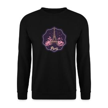 Paris Blossom Eiffel Icon on Purple - Unisex Sweatshirt - black - Front - Alina (178cm) & Michal (187cm)