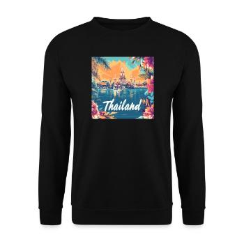 Thailand Temple Sunset Floral Paradise - Unisex Sweatshirt - black - Front - Alina (178cm) & Michal (187cm)