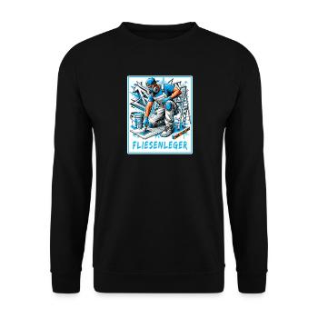 Fliesenleger Design - Unisex Pullover - Schwarz - Vorne - Alina (178cm) & Michal (187cm)