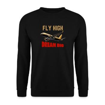 Volez haut, rêvez grand avion - Sweat-shirt Unisexe - noir - Devant - Alina (178cm) & Michal (187cm)