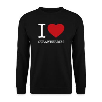 I LOVE STRAWBERRIES - Unisex Pullover - Schwarz - Vorne - Alina (178cm) & Michal (187cm)