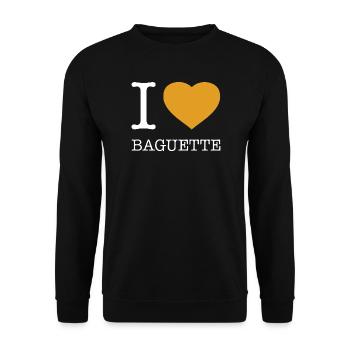 I LOVE BAGUETTE - Unisex Sweatshirt - black - Front - Alina (178cm) & Michal (187cm)