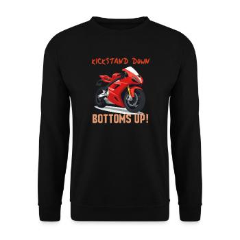Kickstand Down Bottoms Up Moto - Unisex Pullover - Schwarz - Vorne - Alina (178cm) & Michal (187cm)