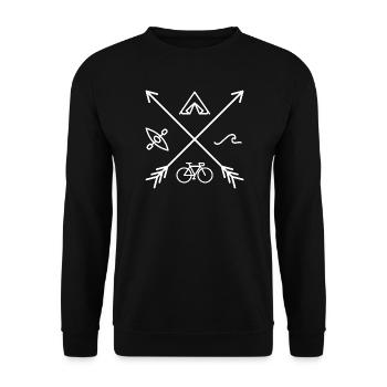 Minimalist Nature Adventure Emblem - Unisex Sweatshirt - black - Front - Alina (178cm) & Michal (187cm)