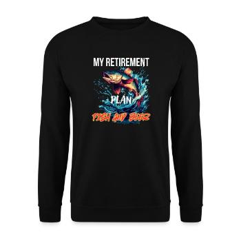 Mon plan de retraite : poisson et bière - Sweat-shirt Unisexe - noir - Devant - Alina (178cm) & Michal (187cm)