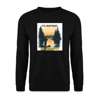 I'D RATHER BE FISHING SUNSET - Unisex Sweatshirt - black - Front - Alina (178cm) & Michal (187cm)