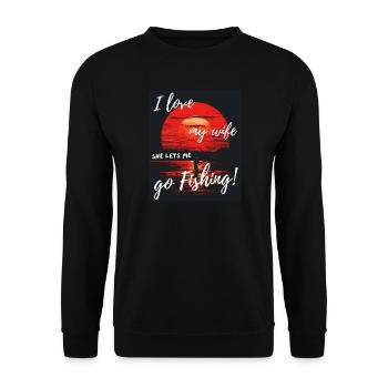 J’adore ma femme pêcher au coucher du soleil - Sweat-shirt Unisexe - noir - Devant - Alina (178cm) & Michal (187cm)