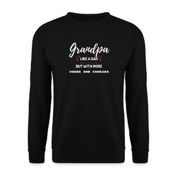 Opa wie Papa, mehr Witze und Kekse - Unisex Pullover - Schwarz - Vorne - Alina (178cm) & Michal (187cm)