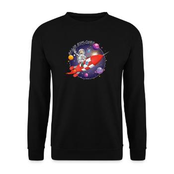 L’astronaute et la fusée rouge dans l’espace - Sweat-shirt Unisexe - noir - Devant - Alina (178cm) & Michal (187cm)