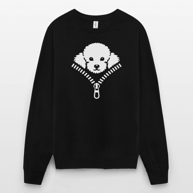 Petit caniche caché dans une fermeture éclair Sweat-shirt Unisexe