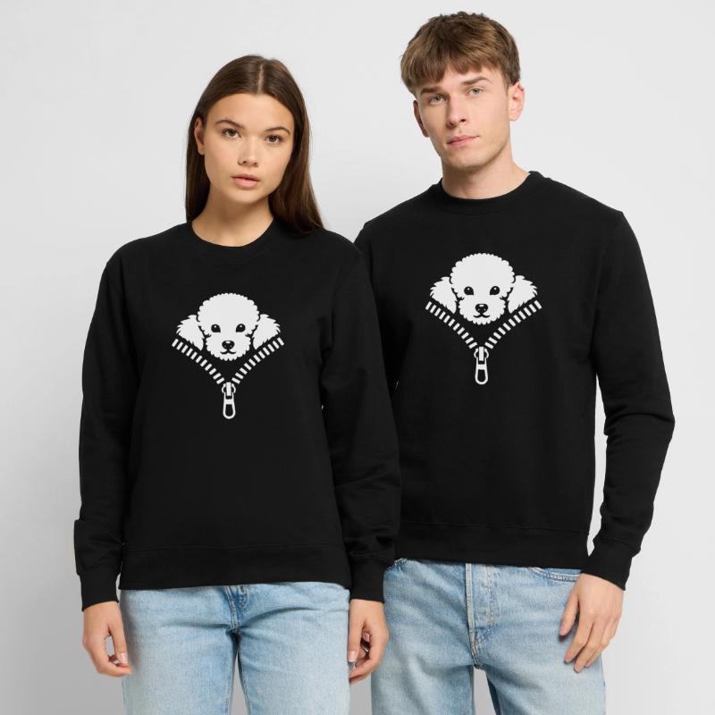 Petit caniche caché dans une fermeture éclair Sweat-shirt Unisexe