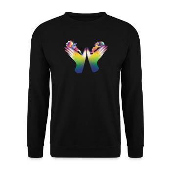 Rainbow Hands of Care - Unisex Sweatshirt - black - Front - Alina (178cm) & Michal (187cm)
