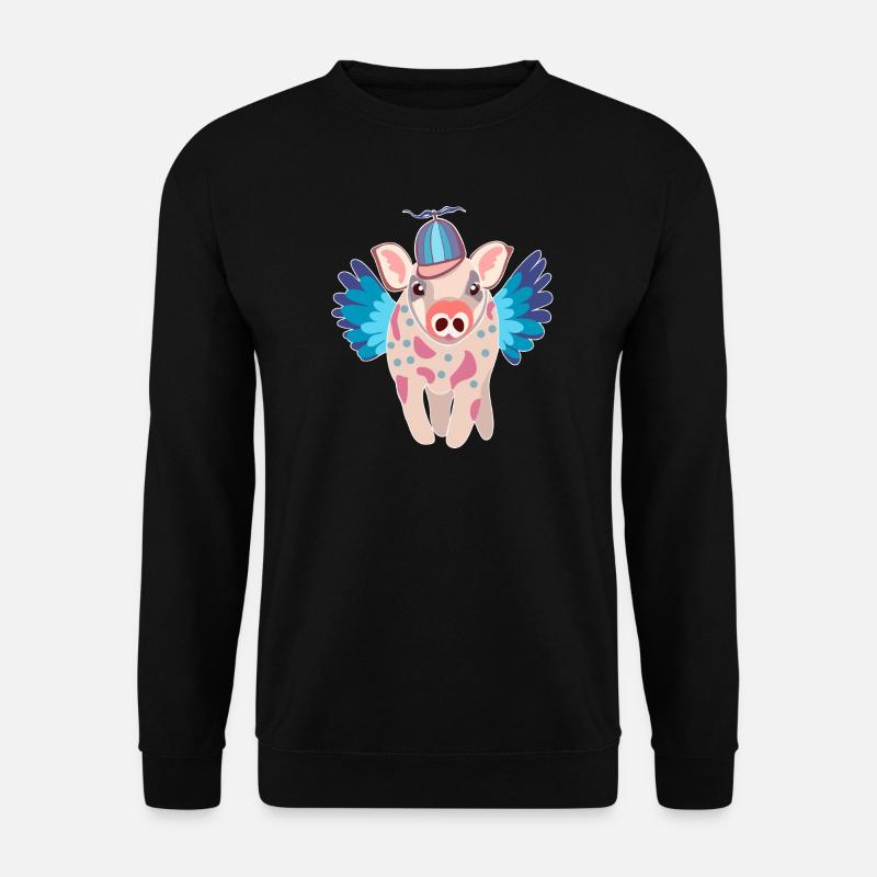 Cochon ailé pastel avec bonnet - Sweat-shirt Unisexe - noir