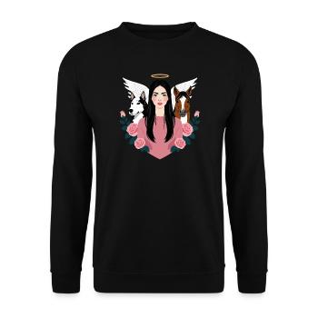 Frauchen, Hund und Pferd - Unisex Pullover - Schwarz - Vorne - Alina (178cm) & Michal (187cm)
