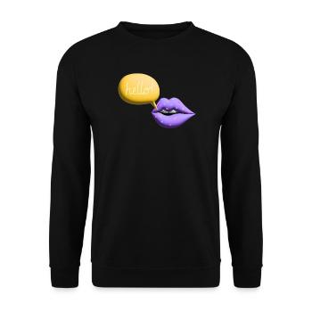 mund hello lippen retro 3d bunt - Unisex Pullover - Schwarz - Vorne - Alina (178cm) & Michal (187cm)